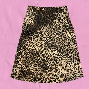 Silk leopard midi skirt